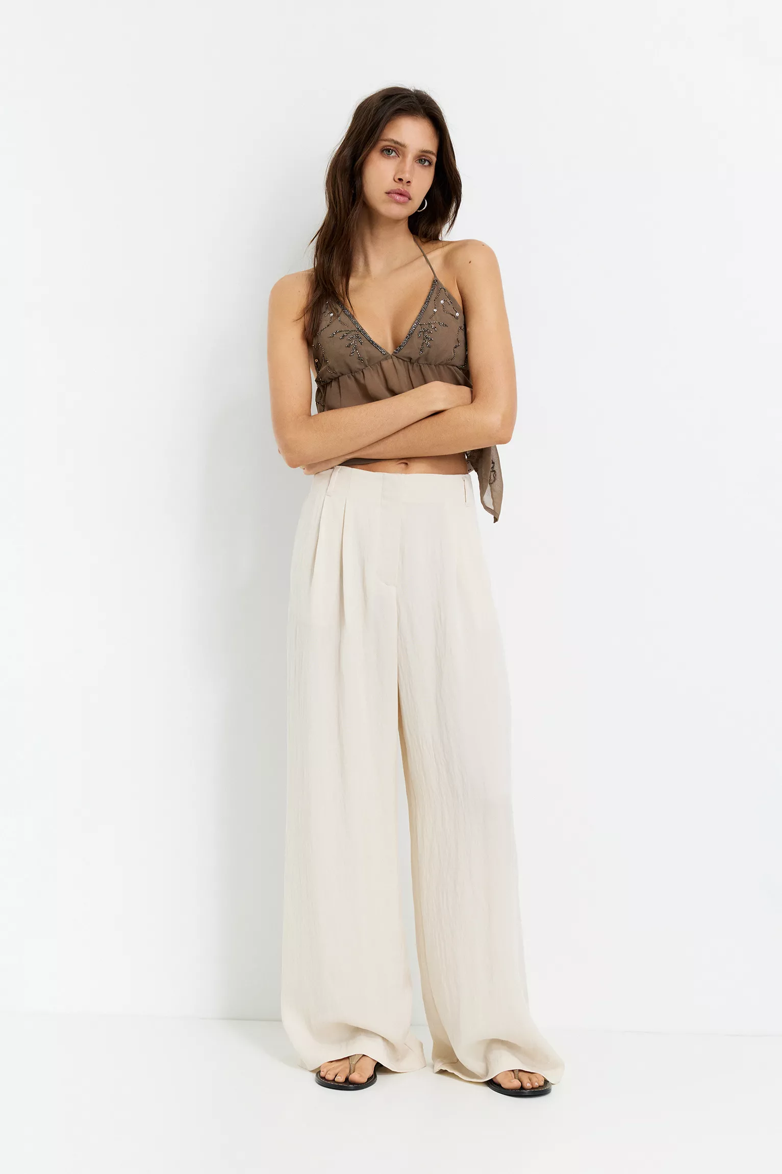 Darted smart trousers Cream
